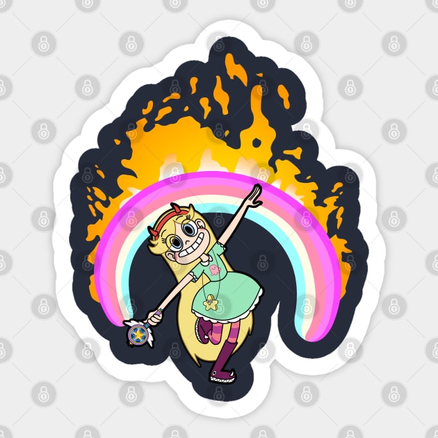 Rainbow on Fire Sticker by RobotGhost